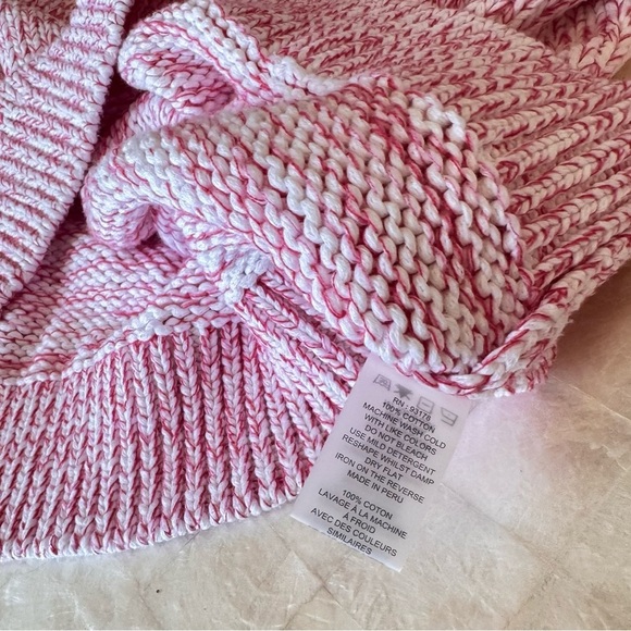 $275 ELIE TAHARI Puff Sleeve Sweater Pink Combo Peruvian 100% Cotton white M - Picture 9 of 14